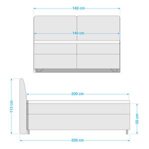 Boxspringbett Passion Webstoff - Grau - 140 x 200cm - Doppelmatratze H2/H3
