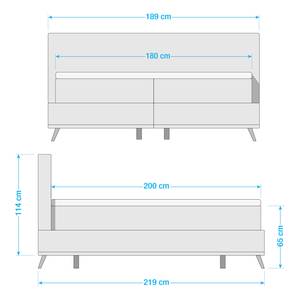 Lit boxspring Veneto Tissu - Bleu glacier - 180 x 200cm - Matelas double D2/D3