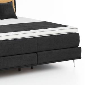 Lit boxspring Veneto Tissu - Noir - 160 x 200cm - Matelas double D2/D3