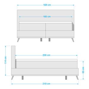 Boxspringbett Veneto Webstoff - Hellanthrazit - 160 x 200cm - H2