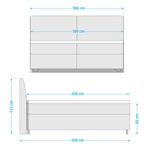 Boxspringbett Passion Webstoff - Latte Macchiato - 160 x 200cm - Doppelmatratze H2/H3