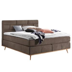 Boxspringbett Lasse Webstoff - Eiche, teilmassiv - Basalt - 180 x 200cm - H2