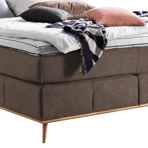 Boxspringbett Lasse Webstoff - Eiche, teilmassiv - Basalt - 180 x 200cm - H2