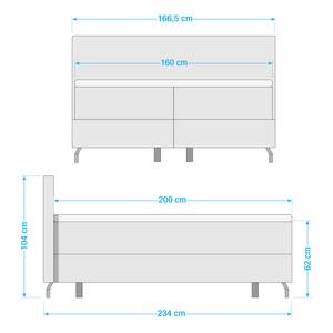 Boxspringbett Orta Webstoff in Samtoptik - Türkis - 160 x 200cm - H2