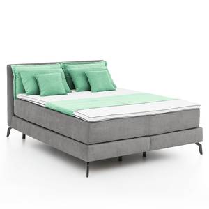 Boxspringbett Orta Webstoff in Samtoptik - Kies - 180 x 200cm - H3