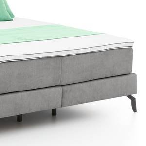 Boxspring Orta geweven stof in fluwelen look - Kiezelkleurig - 180 x 200cm - H3 medium