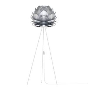 Staande lamp Silvia aluminium/kunststof - 1 lichtbron - Wit/zilverkleurig