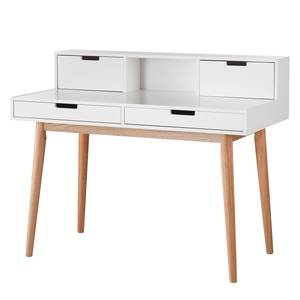 Set di 3 mobili da ufficio LINDHOLM Rovere parzialmente massello/tessuto - Bianco/Grigio chiaro