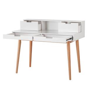 Set di 3 mobili da ufficio LINDHOLM Rovere parzialmente massello/tessuto - Bianco/Grigio chiaro