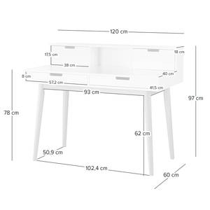 Set di 3 mobili da ufficio LINDHOLM Rovere parzialmente massello/tessuto - Bianco/Grigio chiaro