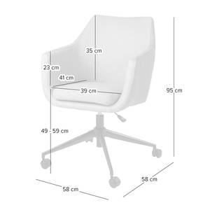 Büroset LINDHOLM 3-teilig Eiche teilmassiv / Webstoff - Weiß / Hellgrau