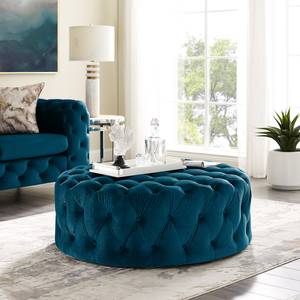 Gestoffeerde hocker Leominster II fluweel - Marineblauw