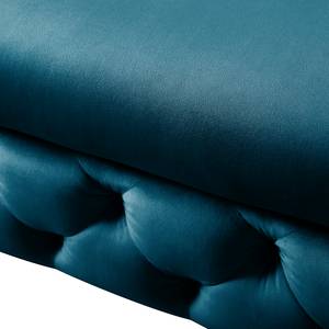 Ecksofa Leominster Samt - Marineblau - Ottomane davorstehend links