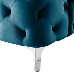 Divano angolare Leominster Velluto - Color blu marino - Penisola preimpostata a sinistra