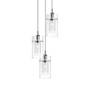 Suspension Duo II Verre transparent / Acier - 3 ampoules