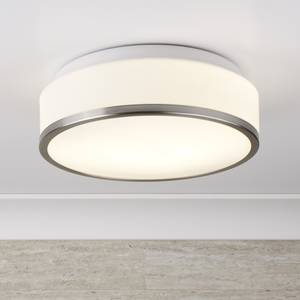Badkamerlamp Discs III melkglas/staal - 2 lichtbronnen