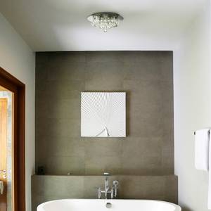 Plafonnier salle de bain Bathroom Verre cristallin / Acier - 4 ampoules