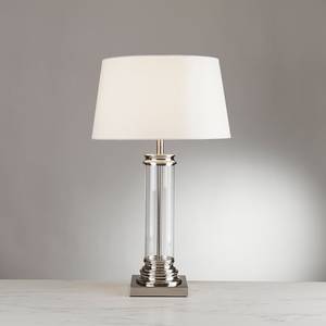 Lampe Pedestal Tissu mélangé / Acier - 1 ampoule - Argenté