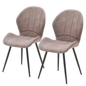 Chaises Liena Microfibre / Métal - Noir - Sable vintage - Lot de 2