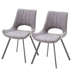 Chaises Gingin (lot de 2) Microfibre / Métal - Anthracite / Chrome - Gris clair