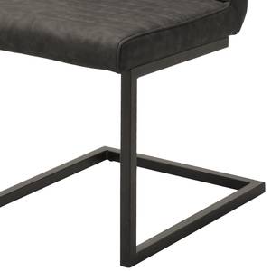 Chaises cantilever Finga I (lot de 2) Cuir synthétique Kasai: Gris - Noir