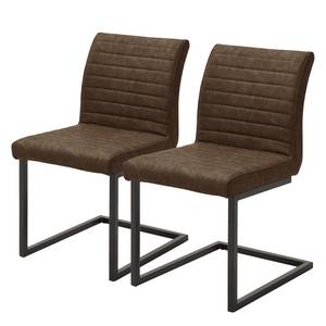 Chaises cantilever Finga I (lot de 2) Cuir synthétique Kasai: Marron - Noir