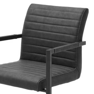 Sedia con braccioli Finga I Ecopelle/Acciaio - Nero Opaco - Similpelle Kasai: grigio - Nero