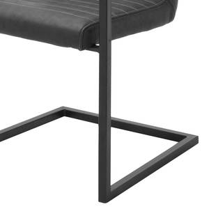 Chaise à accoudoirs Finga I Imitation cuir / Acier - Noir mat - Cuir synthétique Kasai: Gris - Noir
