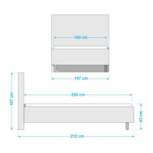 Gestoffeerd bed Monteverde Kiezelkleurig - 100 x 200cm