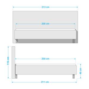 Lit capitonnée Glenfield Anthracite - 200 x 200cm