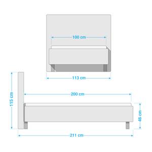 Lit capitonnée Glenfield Bleu jean - 100 x 200cm