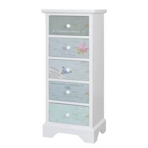 Commode Seeben Partiellement en sapin massif - Multicolore / Blanc - Hauteur : 96 cm