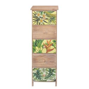 Commode Akbou Partiellement en paulownia massif - Marron / Multicolore - Hauteur : 90 cm