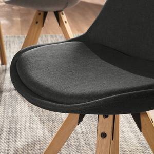 Gestoffeerde stoel ALEDAS geweven stof/massief rubberboomhout - Geweven stof Cors: Antracietkleurig - Bruin - Set van 2