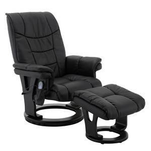 Fauteuil massant Carapina Avec repose-pieds - cuir véritable / Imitation cuir - Noir