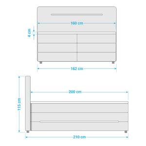 Boxspring Lights kunstleer - Wit - 160 x 200cm - Geen opbergruimte