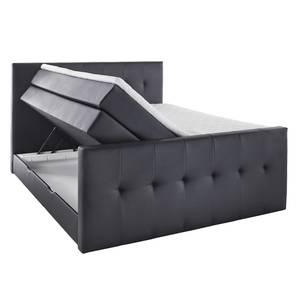 Boxspringbett Star I Kunstleder - Schwarz - Doppelmatratze H2/H3