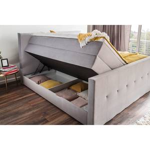 Lit boxspring Star Tissu - Gris lumineux - D2 souple