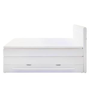 Lit boxspring Lights Imitation cuir - Blanc - 180 x 200cm - 2 tiroirs de lit