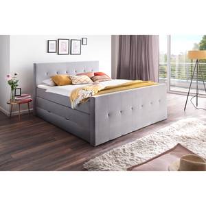 Boxspring Star geweven stof - Heldergrijs - Tweepersoonsmatras H2/H3