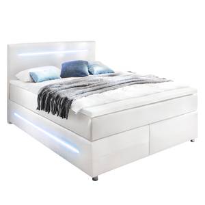 Boxspring Lights kunstleer - Wit - 140 x 200cm - Geen opbergruimte