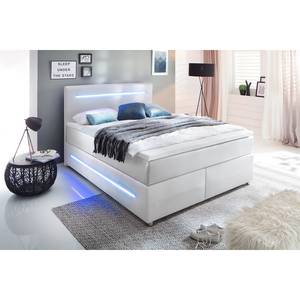 Lit boxspring Lights Imitation cuir - Blanc - 140 x 200cm - Pas de tiroir de lit