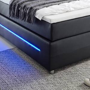 Lit boxspring Lights Imitation cuir - Noir - 140 x 200cm - Pas de tiroir de lit