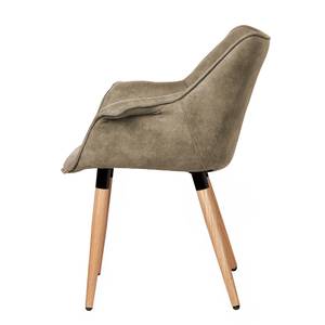 Chaise à accoudoirs Kantii I Microfibre / Chêne massif - Gris silex vintage - 1 chaise