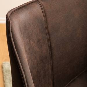 Chaise à accoudoirs Kantii I Microfibre / Chêne massif - Marron foncé vintage - 1 chaise