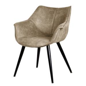 Chaise à accoudoirs Kantii II Microfibre / Métal - Microfibre Colby: Cappuccino vintage - 1 chaise