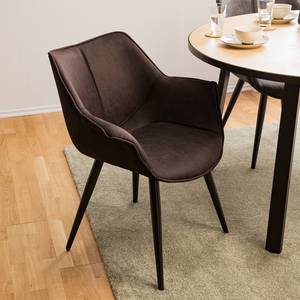 Sedia con braccioli Kantii II Microfibra/Metallo - Nero - Microfibra Colby: marrone scuro vintage - 1 sedia