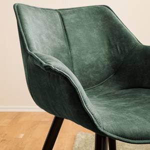 Sedia con braccioli Kantii II Microfibra/Metallo - Nero - Microfibra Colby: verde vintage - 1 sedia