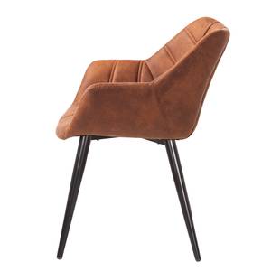 Chaise à accoudoirs Lamppi II microfibre / Métal - Cognac - 1 chaise
