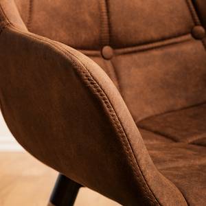 Chaise à accoudoirs Lamppi microfibre / Chêne massif - Microfibre Colby:  Cognac vintage - 1 chaise